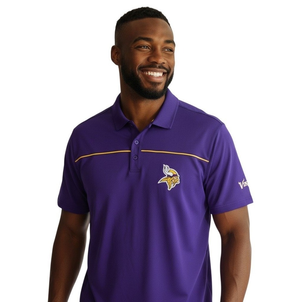 NFL Team Apparel Mens Minnesota Vikings Purple Performance Polo Shirt XL